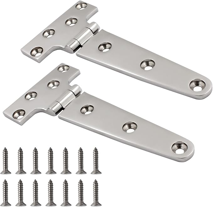 Boat T Type Hinge, Marine Grade Stainless Steel 316 Heavy Duty Strap Butt Hinge Durable Marine Applications for Hatch, Cabinet, Gate, and Door