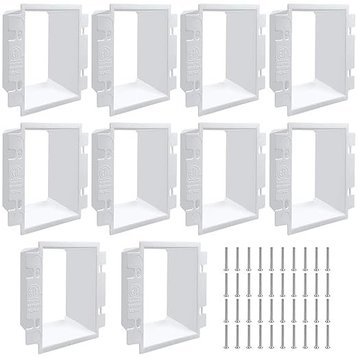 10Pcs BE2 Electrical Outlet Box Extenders with 40 PCS Screws, (2-Gang) Electrical Power Outlet Box Extender，Single Gang Box Extender Electric Box Extender 2 Gang Power Switch Receptacles Accessories