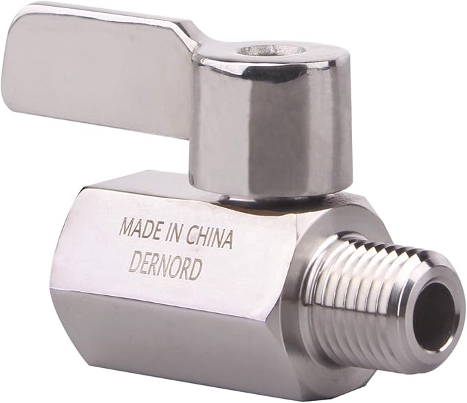 DERNORD Stainless Steel Ball Valve Mini Valve 1/4" NPT Female x Male Thread (Pack of 2)
