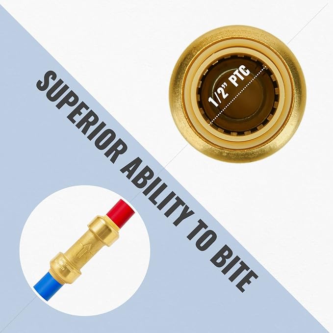 SUNGATOR Check Valve, 1/2 Inch Push-to-Connect, 2-Pack Push Fit Plumbing Fittings with Disconnect Clip, No Lead Brass PEX Fittings for Copper, PE-RT, CPVC Pipe