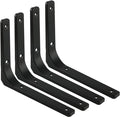 SAYAYO 4 PCS Metal Wall Shelf Bracket, 10 x 8 Inch Heavy Duty Shelf Support Bracket Decorative Joint Angle Bracket, Matte Black