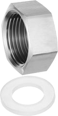 uxcell 1pcs Hex End Cap 304 Stainless Steel Nut with Washer, PT 1" Female Thread Pipe Fitting, Gas Line Water Line Stop Valve Cap Tubing Ends for Plumbing Fittings, Silver Tone