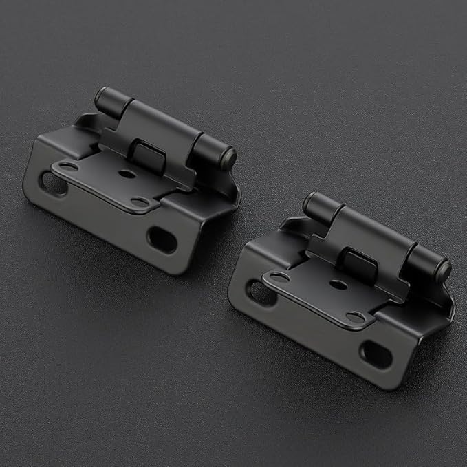 Ravinte 50 Pack 25 Pairs Semi-Overlay 1/2 inch Self-Closing Face Frame Cabinet Hinges Matte Black Half Wrap-Around Kitchen Cabinet Door Hinges Face Mount Cabinet Hardware