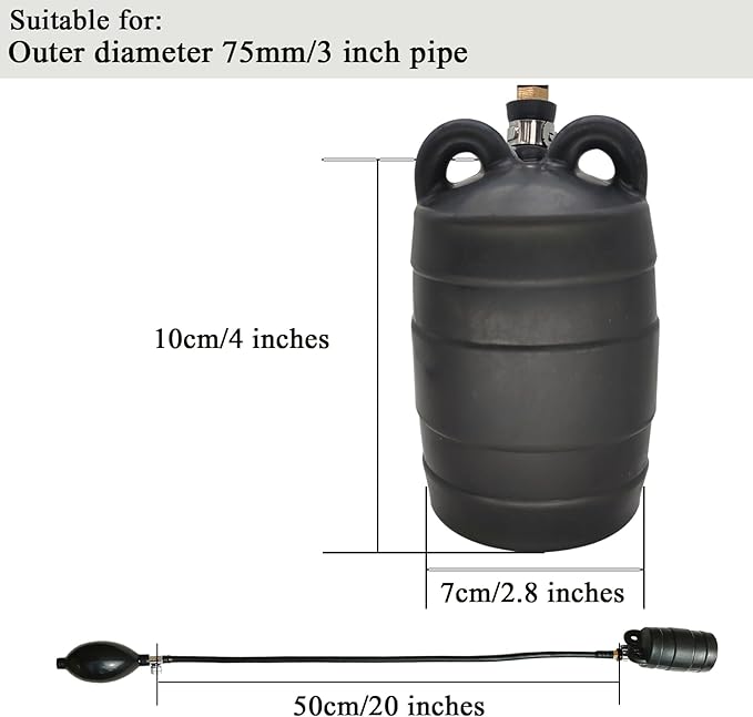 Sewer Test Plug,Test Plug Plumbing,Inflatable Pipe Plug,Inflatable Pipe Plug Balloon Plug,Self-contained Hand Inflatable Ball. (3 inches)