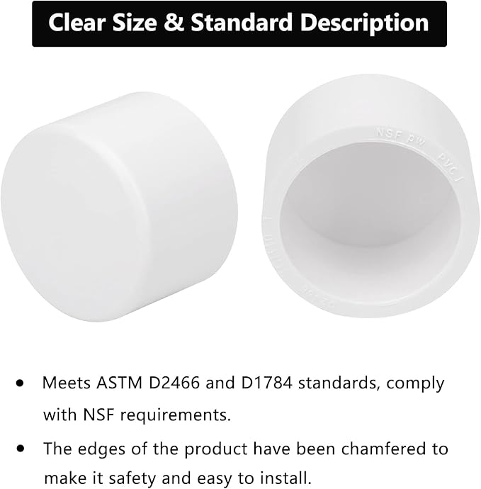 20Pack 1"PVC Pipe End Cap Fitting Schedule 40 Furniture Grade 1" PVC Pipe Plug Adapter for Build Furniture DIY Garden Shelf, White