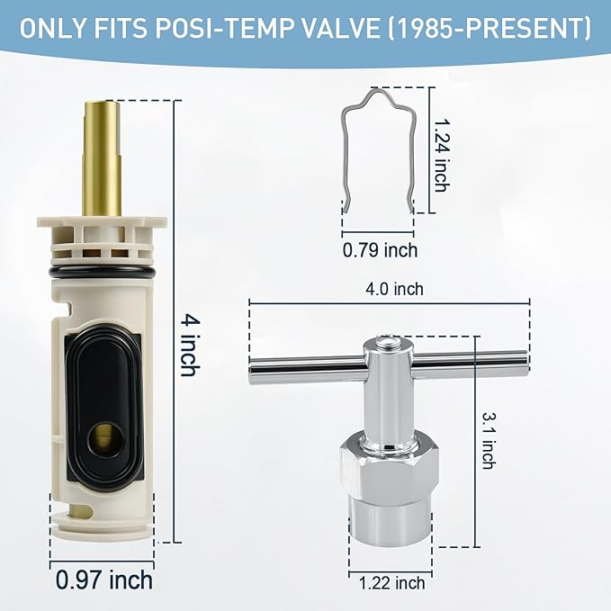 1222 Replacement Cartridge Compatible with Moen Single Handle Posi Temp Valve Tub Shower Faucet, Incloud 104421 Cartridge Puller remaoval Tool