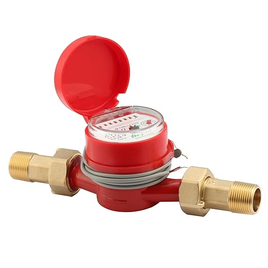 Watflow DN20 Water Meter 3/4" NPT, AWWA C712 Certification Gallon Water Flow Meter with Pulse Output, Hot Water Meter for Garden/Home/Apartment, Horizontal Install.
