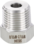 1 Pack 304 Stainless Steel Male to FeMale Adapter, 1/2" Male NPT x 1/8" FeMale NPT Hex Bushing Reducer for Industrial, Automotive, Fluid Transfer, Home Gardening, Water Treatment