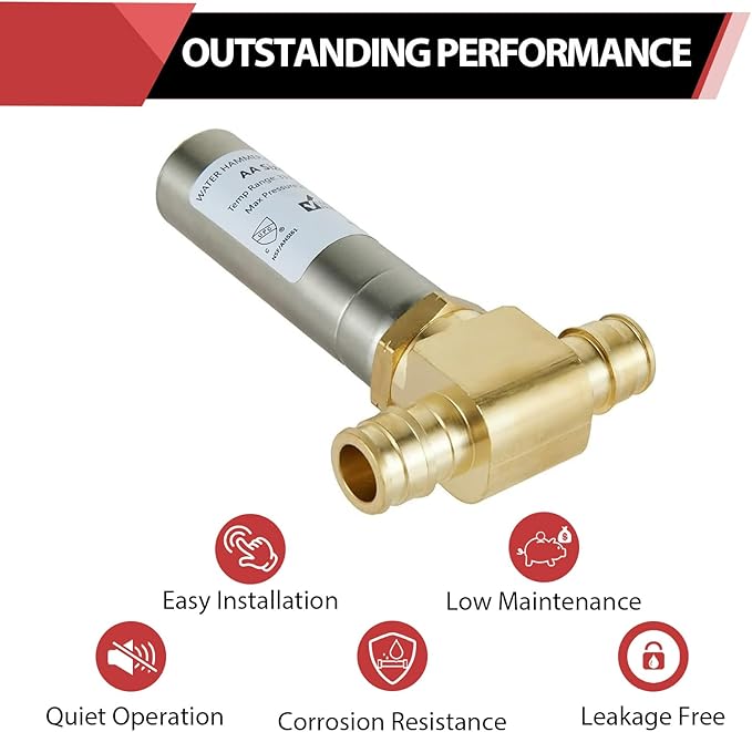 EFIELD Water Hammer Arrestor MH-211 Pex-A Expansion Connection 1/2-inch Tee, Stainless Steel, ASTM F1960,(HAMMER009)