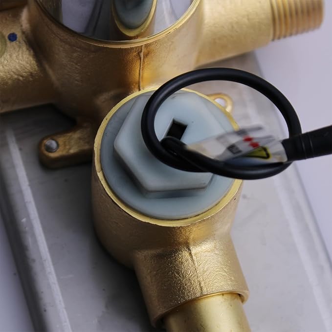 4 Way Shower Diverter Valve with Temperature Display Brass Rough-In Shower Mixing Valve Kit Replacement Can Work At The Same Time, Chrome