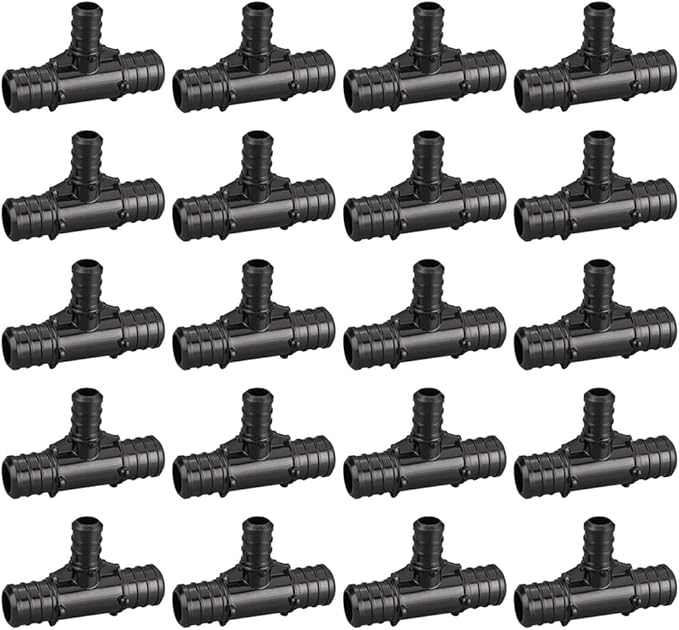 (Pack of 20) Topaipe 3/4 x 3/4 x 1/2 Inch PEX Poly Crimp Reducing Tee, PPSU Fitting for PEX Tubing, PERT, ASTM F2159