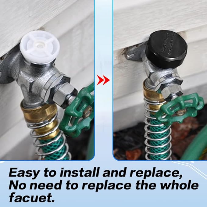 Vacuum Breaker Replacement Kit, ASSE 1019-A Vacuum Breaker Repair Kit(Fine Thread), Anti Siphon Valve Repair Kit, Outdoor Faucet repair kit(Black) with 1PCS 3/4" Outdoor Faucet Cap(Black)