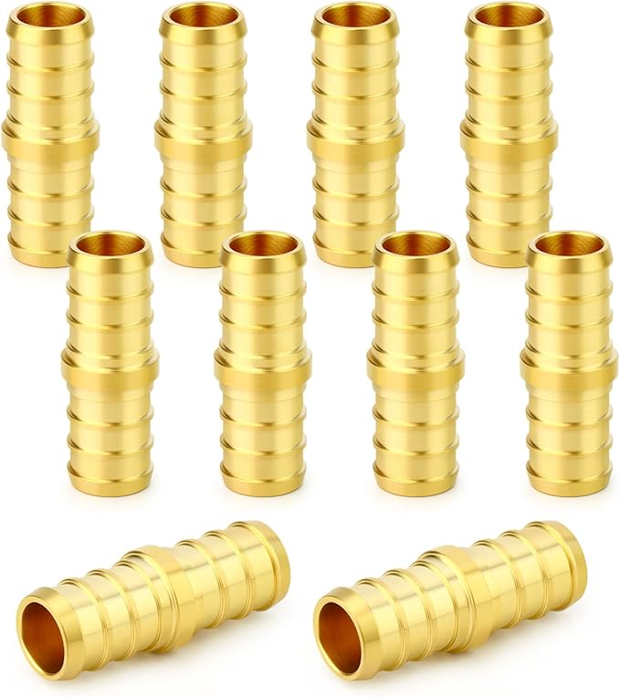 GASHER 10Pcs No Lead Brass 1/2" Pex Coupling, 1/2 Inch Pex Fittings for Pex Tubing