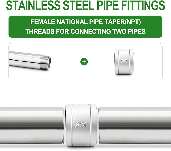 TAISHER 1PCS 304 Stainless Steel Cast Pipe Fitting, Coupling, 4" NPT Female Threaded