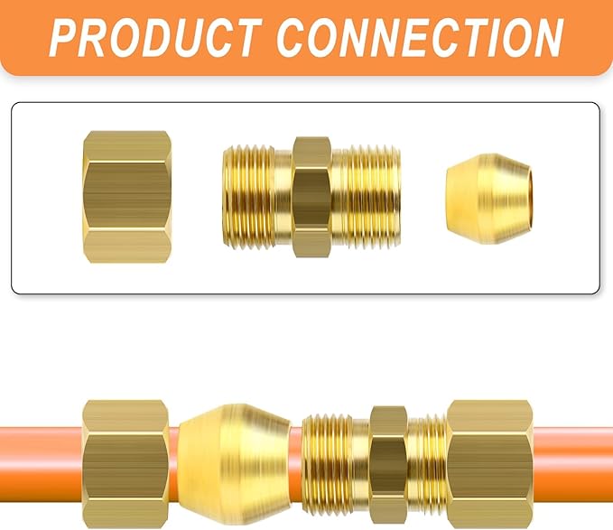 GASHER 200PCS Brass Compression Fitting, Brass Compression Sleeve Ferrules 1/8" Tube OD