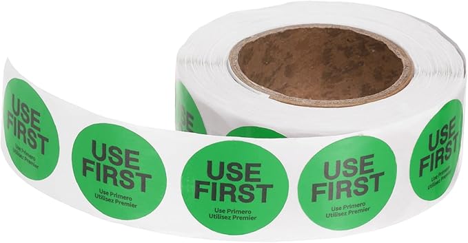 PATIKIL 500 Pcs USE First Stickers, 1 inch Round Use First Stickers Food Service Circle Inventory Control Adhesive Labels for Food Service Kitchen Restaurants Retail Storage Date, Green