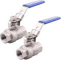 DERNORD 2 Pack Stainless Steel 304 Ball Valve, Full Port Heavy Duty for WOG with Locking Device (3/8" NPT)