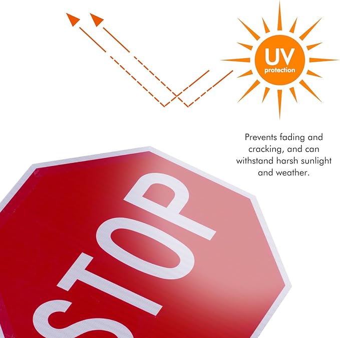 Octagon Stop Sign, 24 x 24 Inch Reflective Traffic Warning, 0.120" Thick Durable UV-Protected Weatherproof Plastic for Street, Road, and Garage Parking (HIP TypeIV-Plastic, 24 Inch-1 Pack)