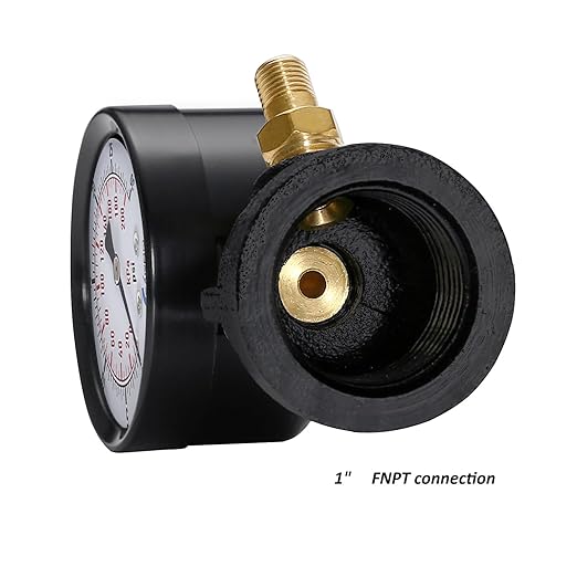 Gas Test Pressure Gauge, 1” FNPT Connection, Brass Valve, Chrome Plated Steel Body Assembly. (Steel Black, 1" FNPT 0-30 psi)