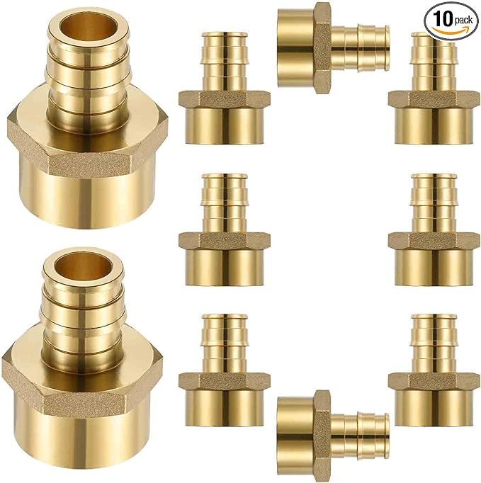 (10 Pack) Lidertik PEX A Fittings 1/2 Inch Expansion Female NPT Adapter, 1/2" PEX F1960 to 1/2" NPT Female Threaded Adapter Brass