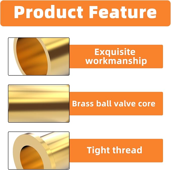 GASHER 200PCS Brass Compression Fitting, Brass Compression Insert Tube Support 1/4" Tube OD