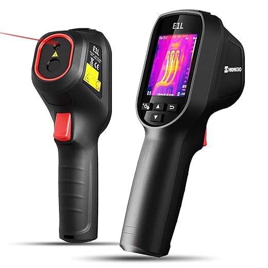 HIKMICRO E1L Thermal Imaging Camera with Laser Pointer, 240×320 Output, -4°F to 1022°F, 160x120 IR Resolution, 25Hz, <40mK, 350g Lightweight Handheld Thermal Imager with Professional PC Analysis