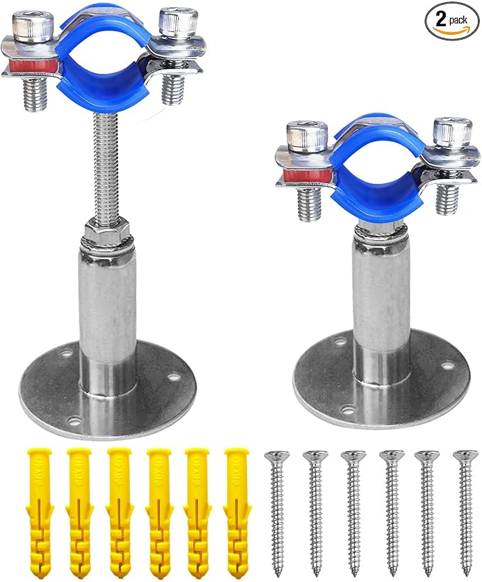 Wall Mount Ceiling Mount Pipe Supports,Adjustable Pipe Clamps、Hangers Stainless Steel 304,2PCS Suitable for Pipe OD 19-22mm Adjustable Height 50-100mm