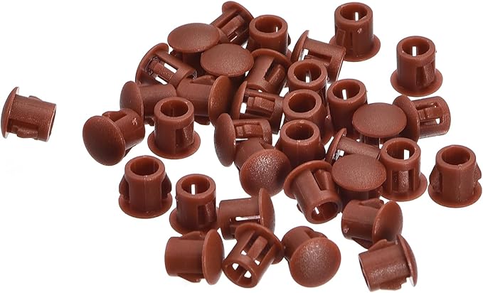 uxcell 6mm(15/64") Plastic Hole Plugs, 36Pcs Flush Type Panel Round Snap in Fastener Knockout Locking Plugs for Furniture Insert End Caps Panels, Red