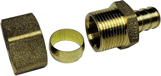 10 PIECES XFITTING 1/2" PEX X 5/8" OD COMPRESSION STRAIGHT ADAPTER, BRASS NSF, PEX B