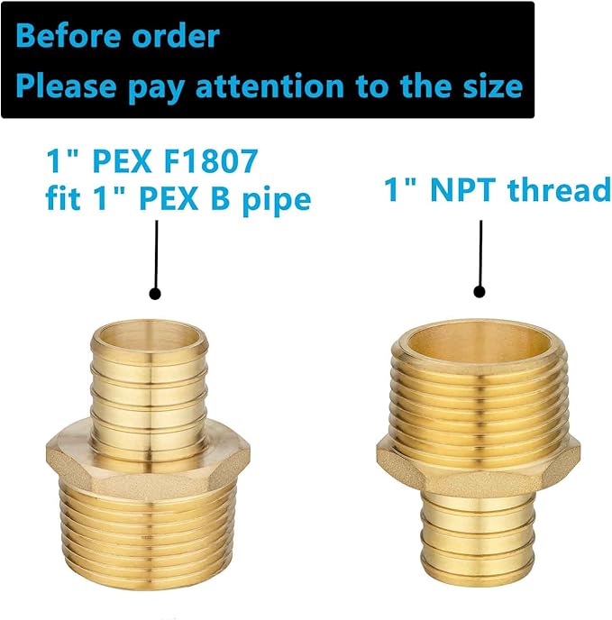 (10 Pack) Lidertik PEX Fittings 1 Inch Male NPT Adapter, 1" PEX F1807 to 1" NPT Male Threaded Adapter Brass