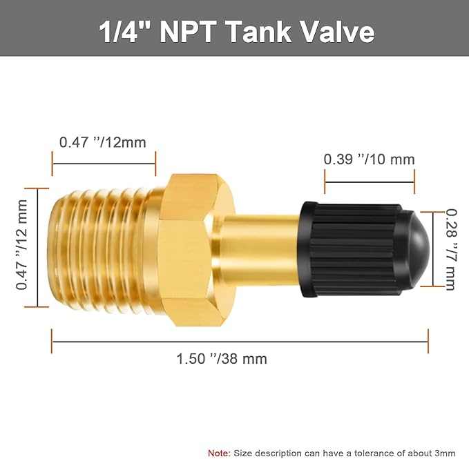 GODESON 1/4" NPT Tank Valve, Anti-Corrosion Brass Schrader Valve with 1/4" Male NPT,Using with Air Compressor Tanks with Sealing Caps (Pack of 2)