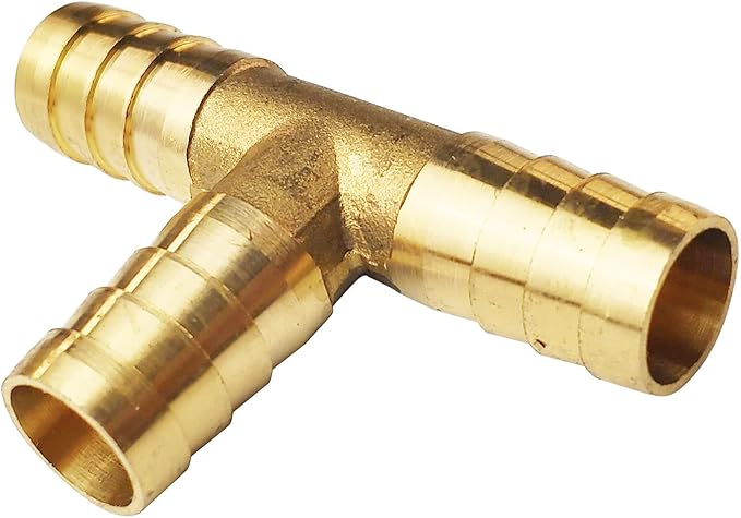 2PCs 1/2" Brass Hose Barb Fitting Tee 3 way Barbed Splicer Mender Union Fitting with 6PCs Hose Clamp for Oil Water Air