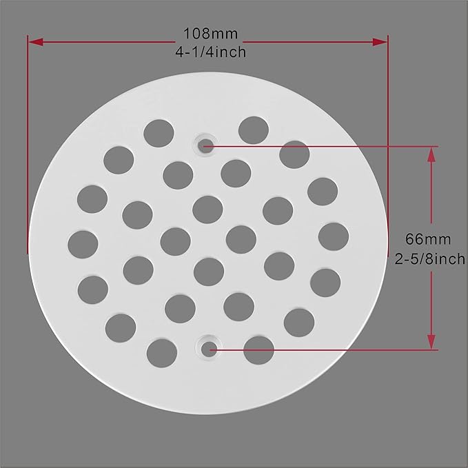 4-1/4Inch Screw-in Shower Drain Cover Replacement Floor Strainer(White)