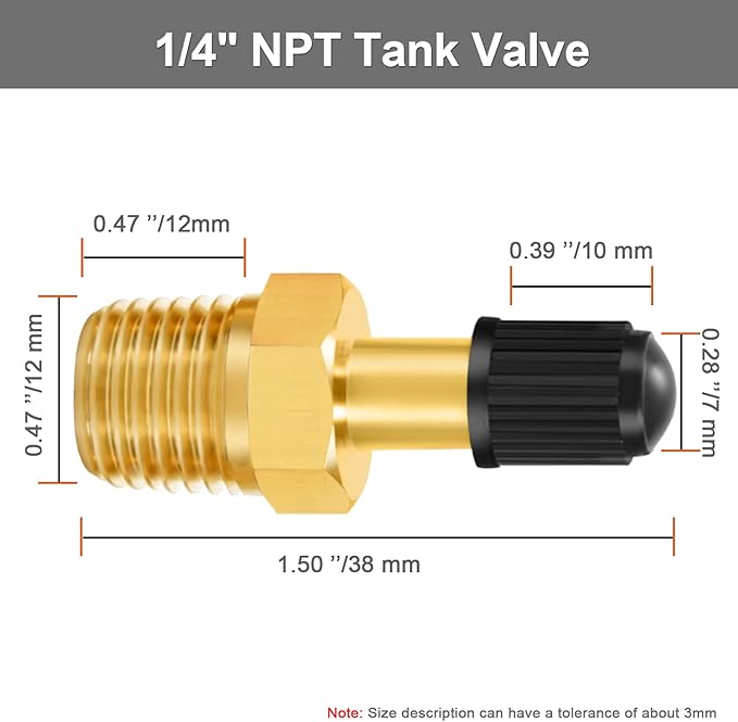 GODESON 1/4" NPT Tank Valve, Anti-Corrosion Brass Schrader Valve with 1/4" Male NPT,Using with Air Compressor Tanks(Pack of 4)