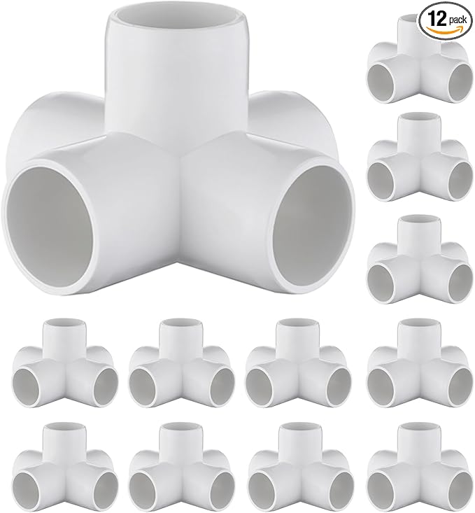 12-Pack 3/4 inch 5 Way PVC Fitting Elbow Furniture Grade Pipe Connector for DIY PVC Shelf Greenhouse Support Structure Frame