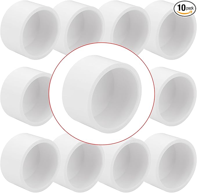 10 Pack 1-1/4"PVC Pipe End Cap Fitting Schedule 40 Furniture Grade 1-1/4" PVC Pipe Plug Adapter for Build Furniture DIY Garden Shelf, White