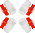 4-Pack 1" PVC Ball Valve (Socket x Socket),Schedule 40, Cold Water Pipe Shut-off Valve Socket for Water Supply Lines, Garden Irrigation & Pipe Fitting Systems,Red T-Handle.