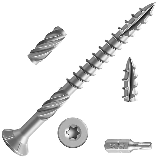 #10 * 3" 304 Stainless Steel Deck Screws, (377pcs) 5 lbs.Exterior Wood Screws, Rust Resistant Epoxy Coated, Bronze, T20 Star Bit