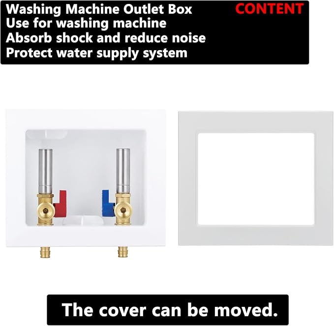 Washing Machine Outlet Box Expansion PEX-A with Stainless Steel Hammer Arrestors, Inlet 1/2 inch PEX-A F1960 Expansion Barb x Outlet 3/4 inch Male Thread LI-XYJH-631
