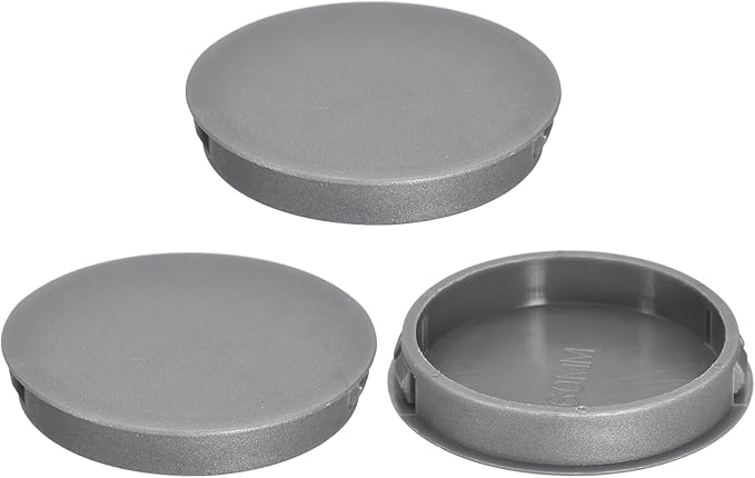 uxcell 3Pcs 60mm(2-3/8") Nylon Hole Plugs, Flush Type Panel Round Snap in Fastener Knockout Locking Plugs for Furniture Insert End Caps Panels, Gray