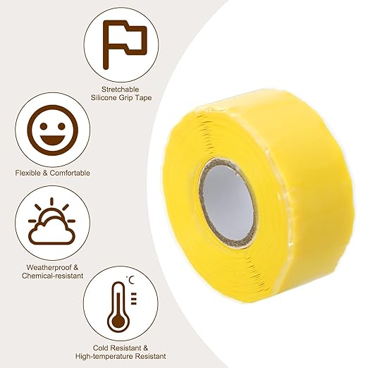PATIKIL Grip Tape for Handles 1" x17ft, 2 Roll Self-Fusing Silicone Tape for Bike Handles Pull Up Bars Gym Equipment Plumb/Hose/Pipe Leaks Emergency, Yellow