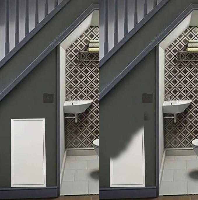 Fengze Thicken 0.048inch Metal Access Panel 14" x 29" (350 x 730mm) Spring Lock No Key Needed Strong Steel Access Door for Drywall and Ceiling Have Push Catch Lock