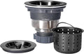 Kitchen Sink Drain 3-1/2 Inch Black Sink Drain Assembly Kit, Removable Deep Sink Strainer Basket with Sink Stopper/Sealing Lid for Home, Kitchen, Stainless Steel
