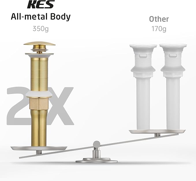 KES Sink Drain without Overflow Anti Clogging Pop Up Drain with Strainer Bathroom Sink Drain Assembly Brushed Gold, S2013D-BZ