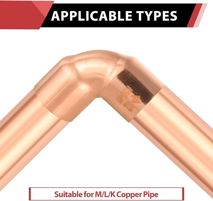 EFIELD 1-1/2" C X C Short Radius Copper 90 Degree Elbow, LF Copper Plumbing Fittings with Sweat Solder Connection,(COPPER077)