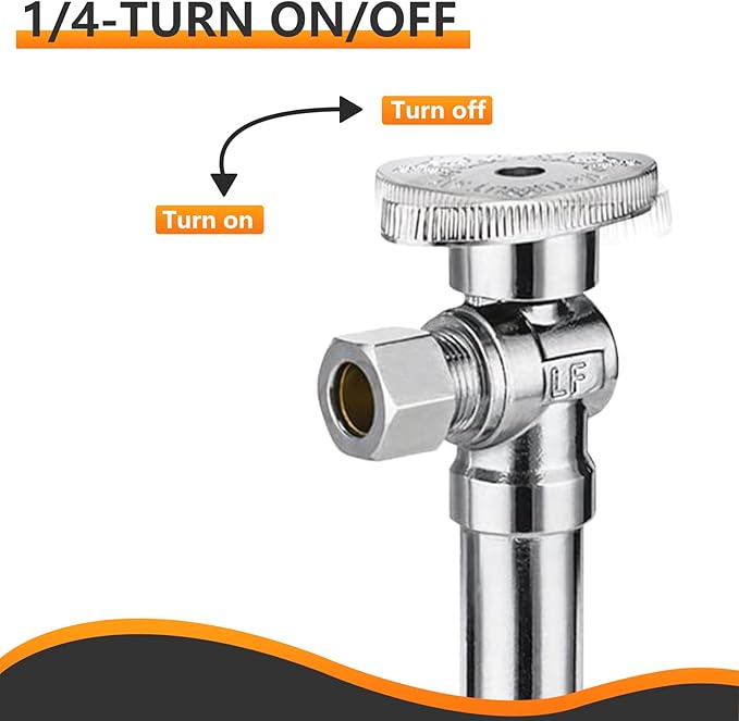 2-PCs HeSun Angle Stop Valve with 5-Inch Copper Sweat Tube Extension, 1/2" Sweat x 3/8" OD Compression Angle Stop, 1/4 Turn Shut Off Valve for Bathroom(VALVE145-2)