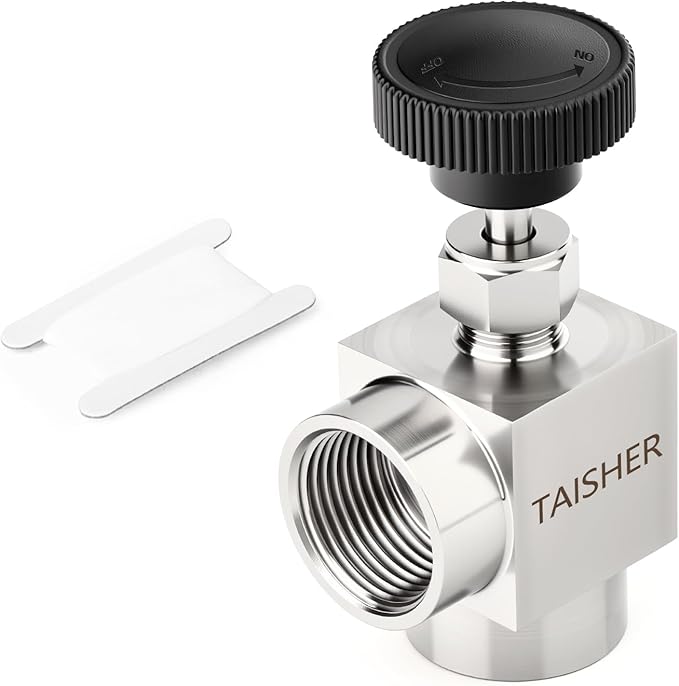 TAISHER 1PCS 304 Stainless Steel 90 Degree Needle Valve 3/4" NPT Female For Flow Control Water Gas Oil