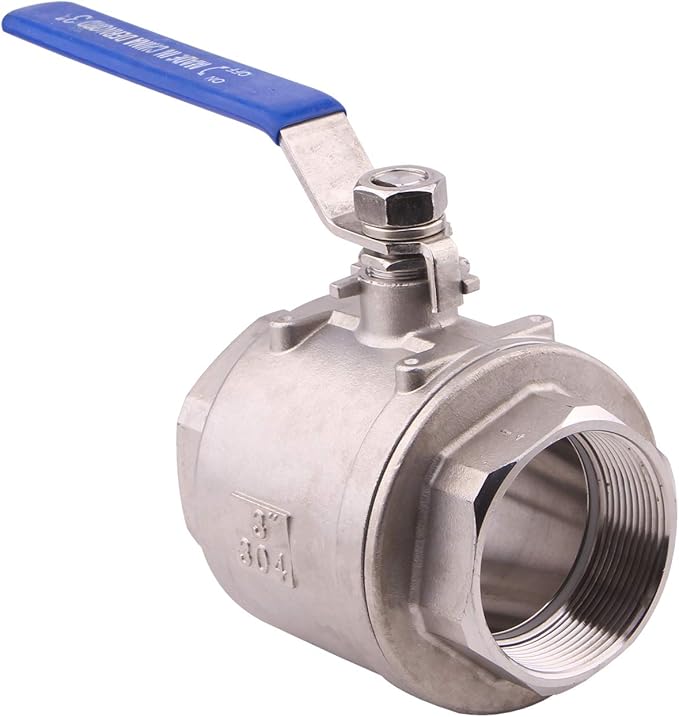 DERNORD Full Port Ball Valve Stainless Steel 304 Heavy Duty for Water, Oil, and Gas with Blue Locking Handles (3" NPT)