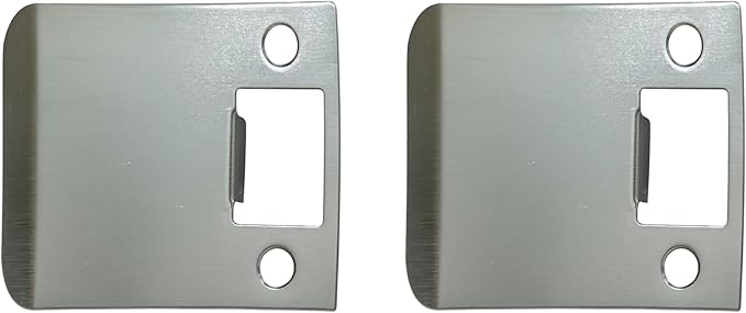 QCAA Solid Brass Extended Lip Strike, 3''X2-1/4", Satin Nickel, 2 Pack, Made in Taiwan