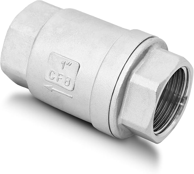 1" NPT Stainless Steel Spring Check Valve, WOG1000 NPT Thread unleaded In-Line Vertical Check Valve Non Return One Way Counterflow to Prevent the Medium Backflow for Oil Water Gas Air DN25